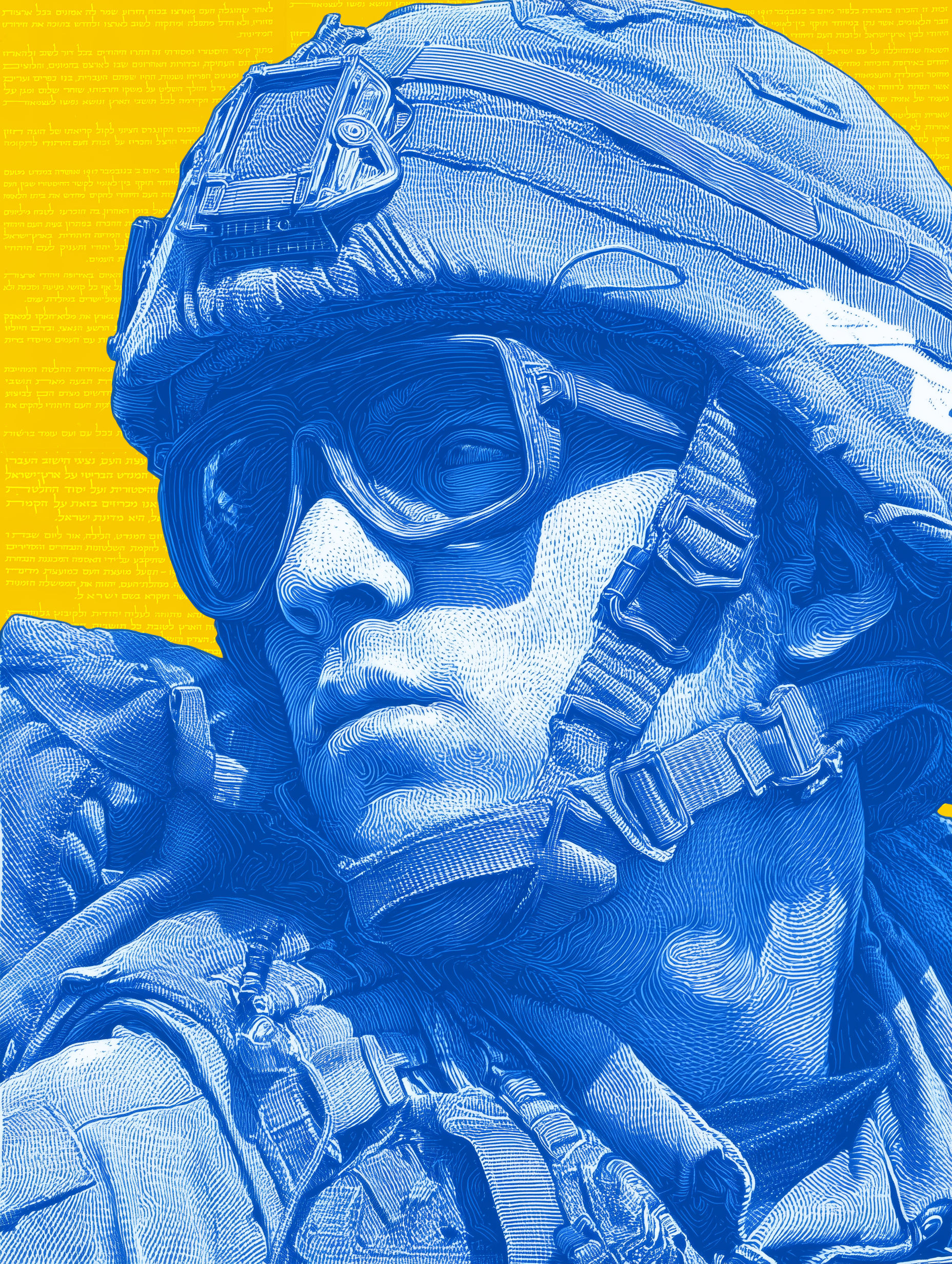 michaeltemim_IDF_israel_flag_soldier_face_wit__in_pop_art_illus_bb8aa999-152a-4bdb-b9b7-bfa765e54219